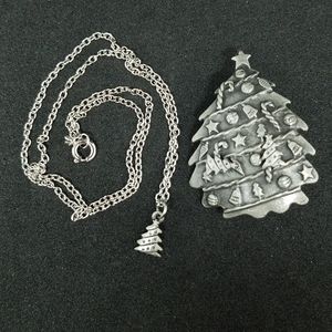 Christmas Tree Brooch Earrings Pendant Set